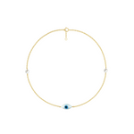 Load image into Gallery viewer, Gold necklace with a blue evil eye pendant on a white background