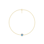Load image into Gallery viewer, Gold necklace with a blue eye pendant on a white background