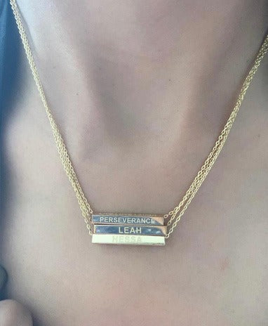 Etched Four Sided 3D Bar Necklace