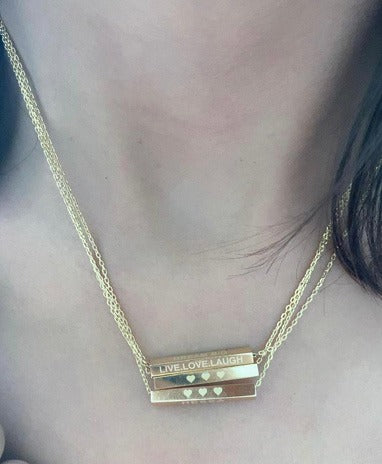 Etched Four Sided 3D Bar Necklace