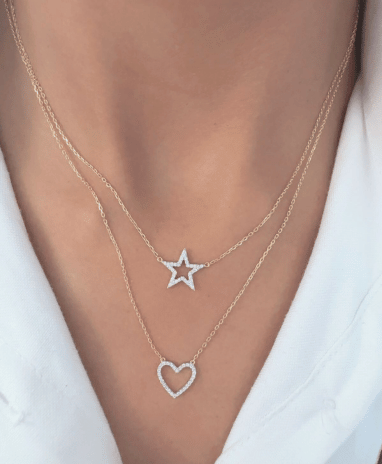 Wilderness Diamond Star or Heart Necklace