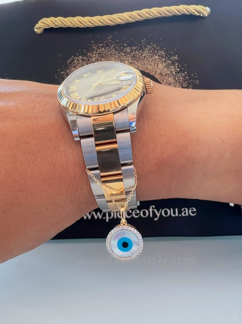 Protection Round Evil Eye Watch Charm
