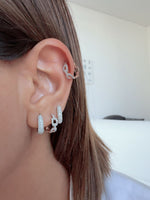 Load image into Gallery viewer, Pave Statement 3 Style Diamond Huggies