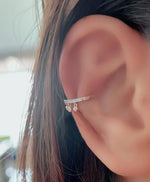 Load image into Gallery viewer, Drops of Radiance Dangling Diamond Ear Cuff