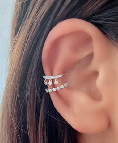 Drops of Radiance Dangling Diamond Ear Cuff