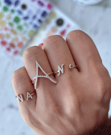 Sentiments Alphabet and Birthstone Ring