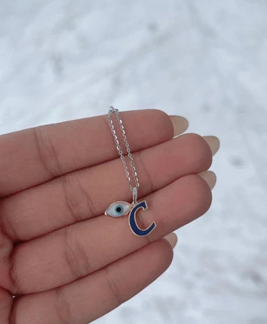 Protection Alphabet and Evil Eye Gold Watch Charm