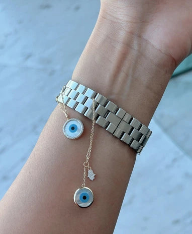 Protection Round Evil Eye Watch Charm