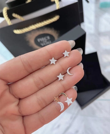 Wilderness Star and Moon Mini Dangling Earrings
