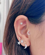 Load image into Gallery viewer, Wilderness Star and Moon Mini Dangling Earrings
