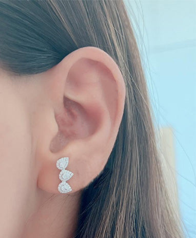 Drops of Radiance Statement 3 Pear Diamond Ear Studs