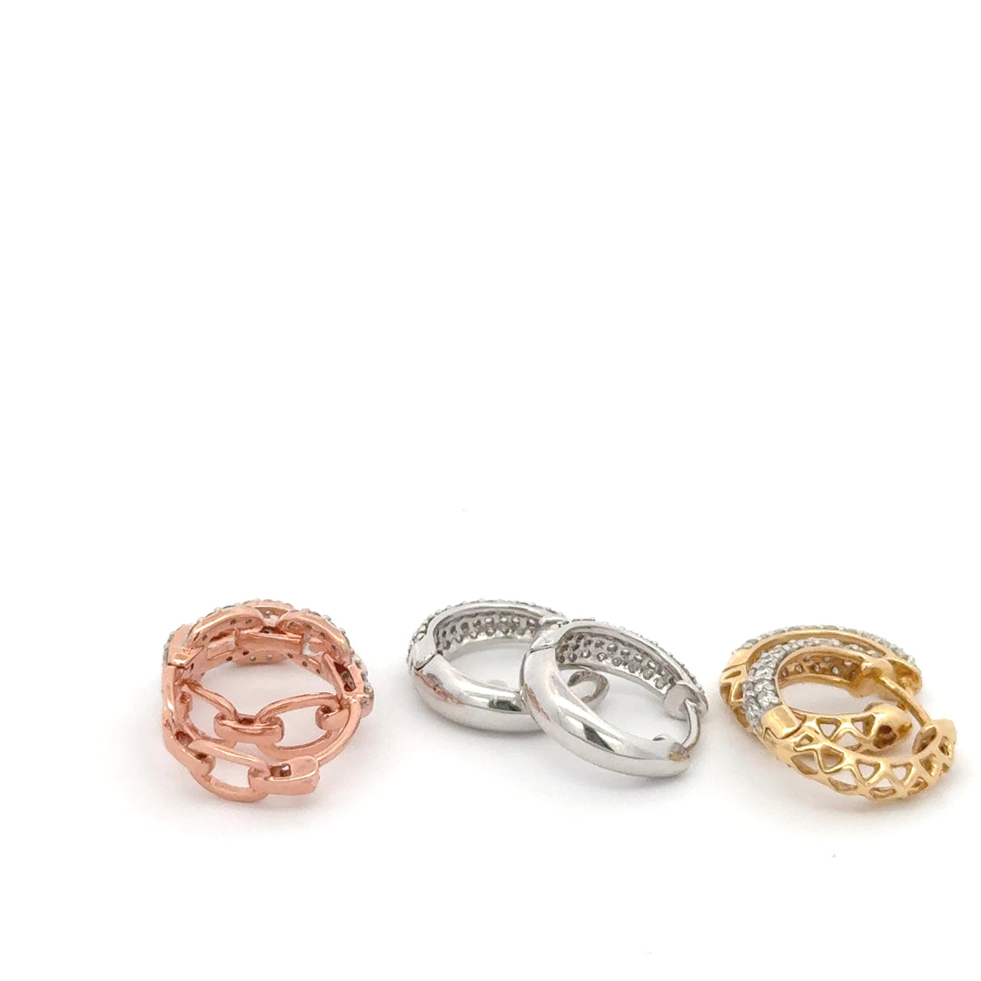 Pave Statement 3 Style Diamond Huggies