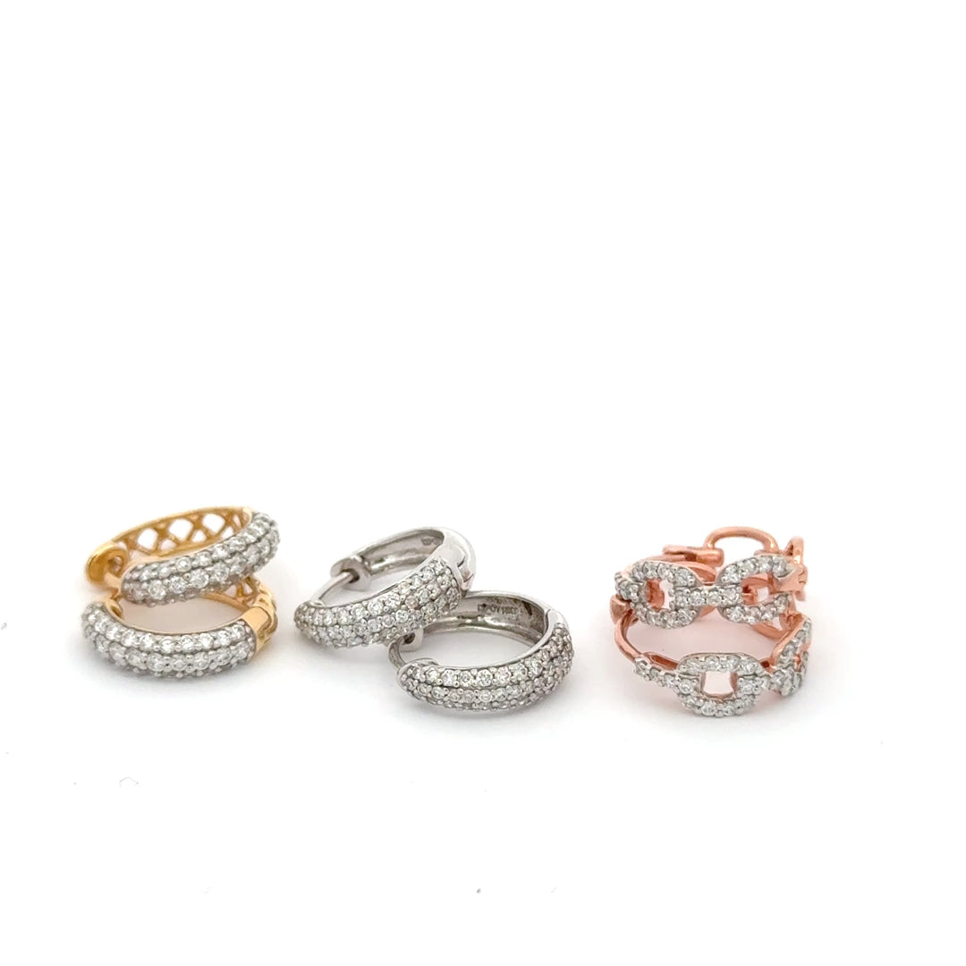 Pave Statement 3 Style Diamond Huggies