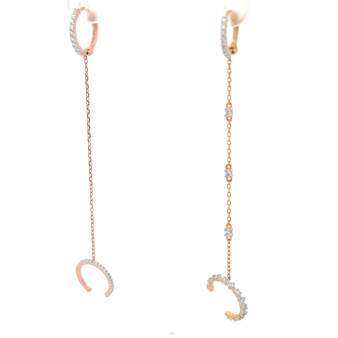 Pave Simple Large Diamond Huggies with Chain