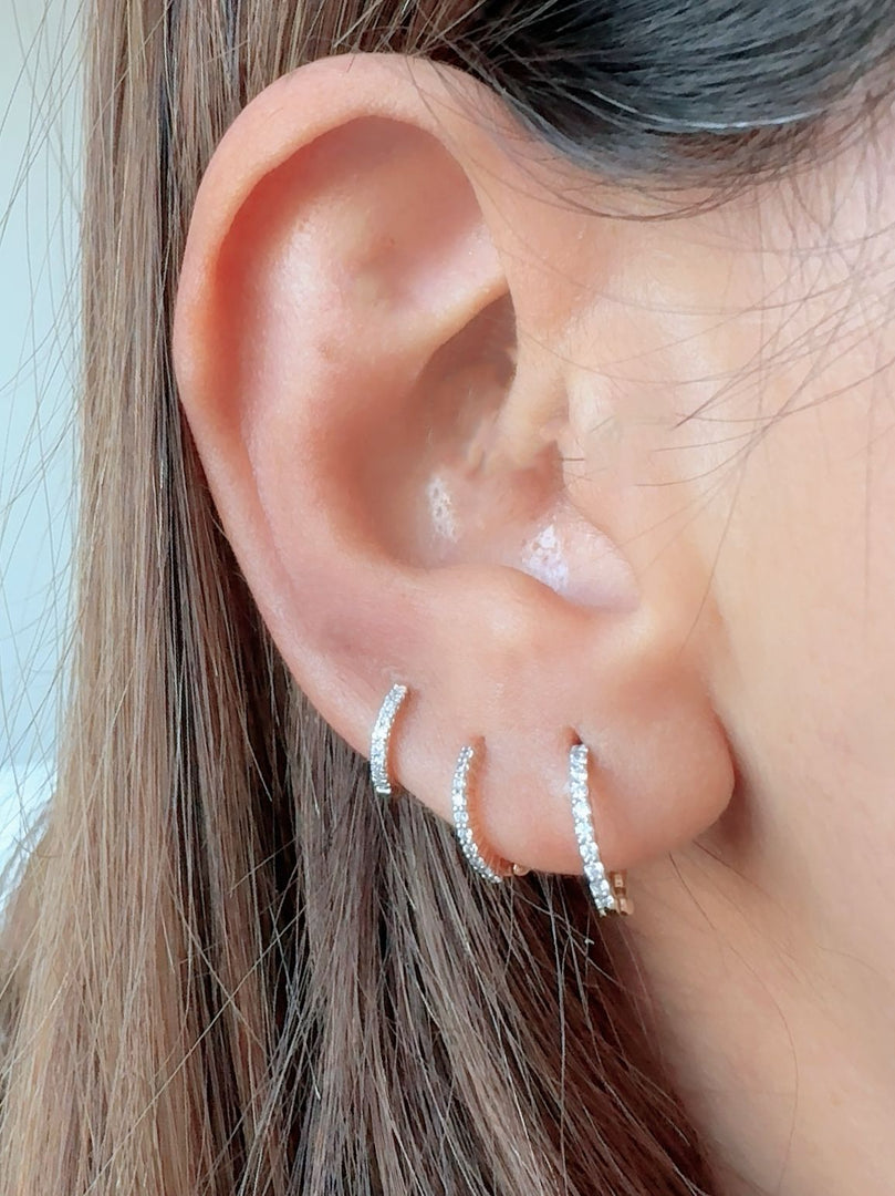 Pave Simple Diamond Huggies