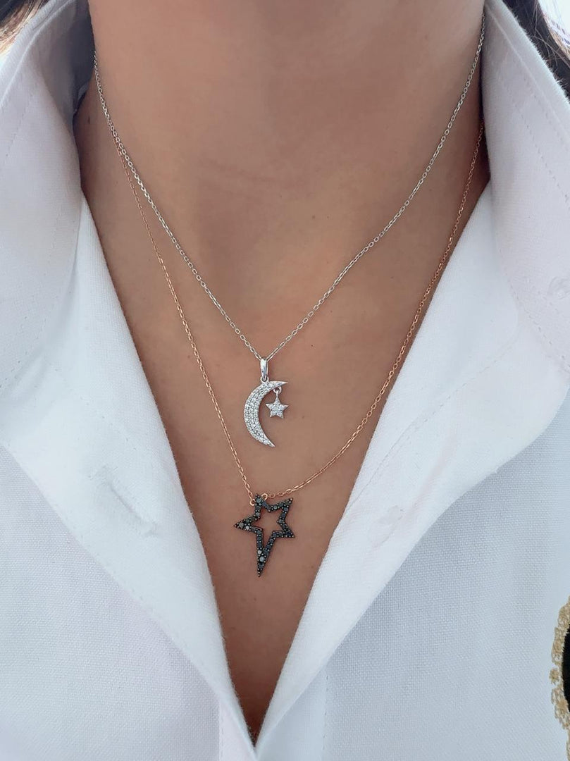 Wilderness Star and Moon Necklace