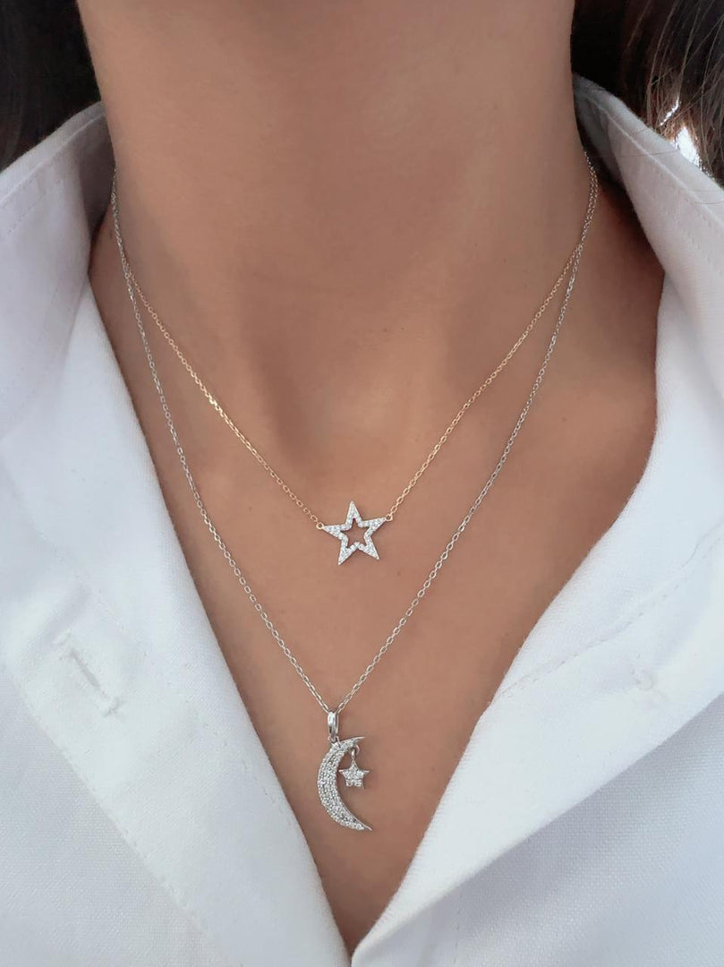 Wilderness Star and Moon Necklace