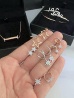 Load image into Gallery viewer, Pave 8 Star Diamond Huggies