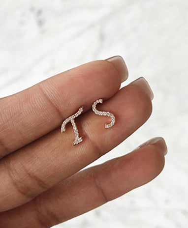 Sentiments Diamond Alphabet Ear Studs