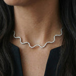 Load image into Gallery viewer, Wavy Diamond Tennis Necklace