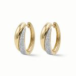 Load image into Gallery viewer, Gold & Pavé Diamond Claw Huggies