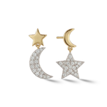 Load image into Gallery viewer, Timeless essentials Star and Moon Mini Dangling Earrings