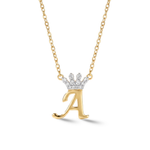 Load image into Gallery viewer, Legacy Diamond Crown Gold Initial Necklace