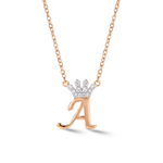 Load image into Gallery viewer, Legacy Diamond Crown Gold Initial Necklace