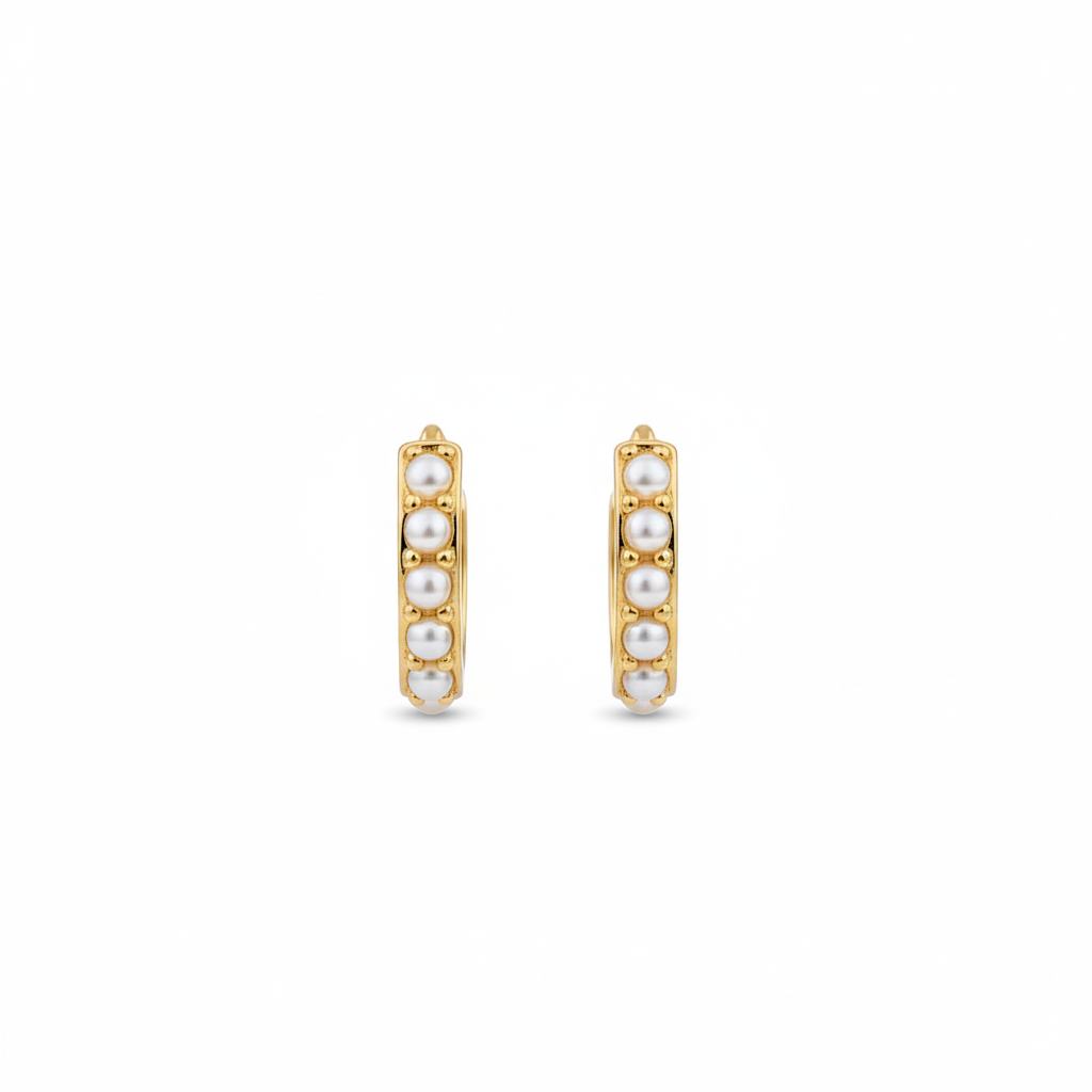 Pave Simple Pearl Huggies