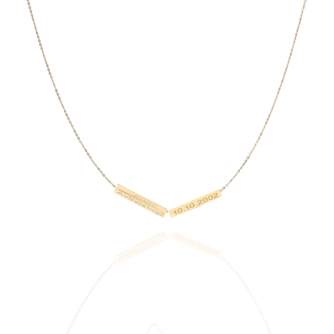 Etched Eight Sided 3D Secret Bar Necklace