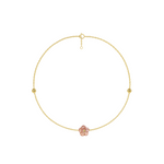 Load image into Gallery viewer, Gold anklet with a pink flower charm on a white background
