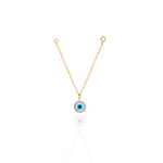 Load image into Gallery viewer, Gold necklace with a blue evil eye pendant on a white background
