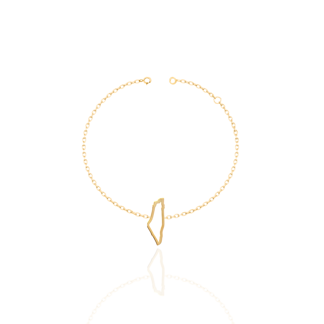 18K gold maps bracelet for women in Dubai elegant premium gold jewellery with free delivery in UAE