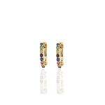 Load image into Gallery viewer, 18K gold rainbow huggie earrings for women in Dubai stylish premium gold jewellery with free delivery in UAE