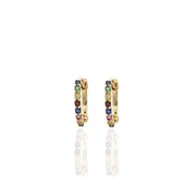 18K gold rainbow huggie earrings for women in Dubai stylish premium gold jewellery with free delivery in UAE