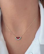 Load image into Gallery viewer, 18kt Gold and Enamel Watermelon Necklace
