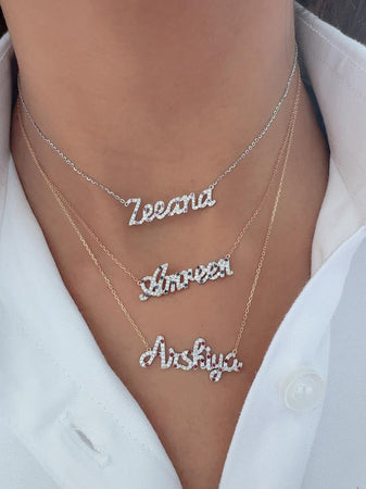 Diamond and Birthstone Name necklace
