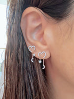 Load image into Gallery viewer, Dazzling Diamond Heart With Dangling Star and Moon Earrings.
