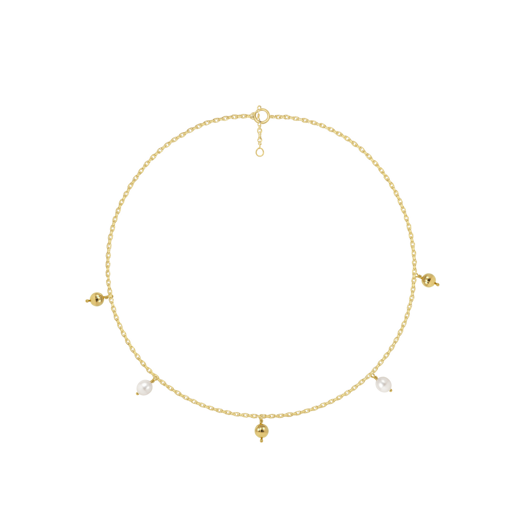 Pearl Drops & Gold Chain Anklet