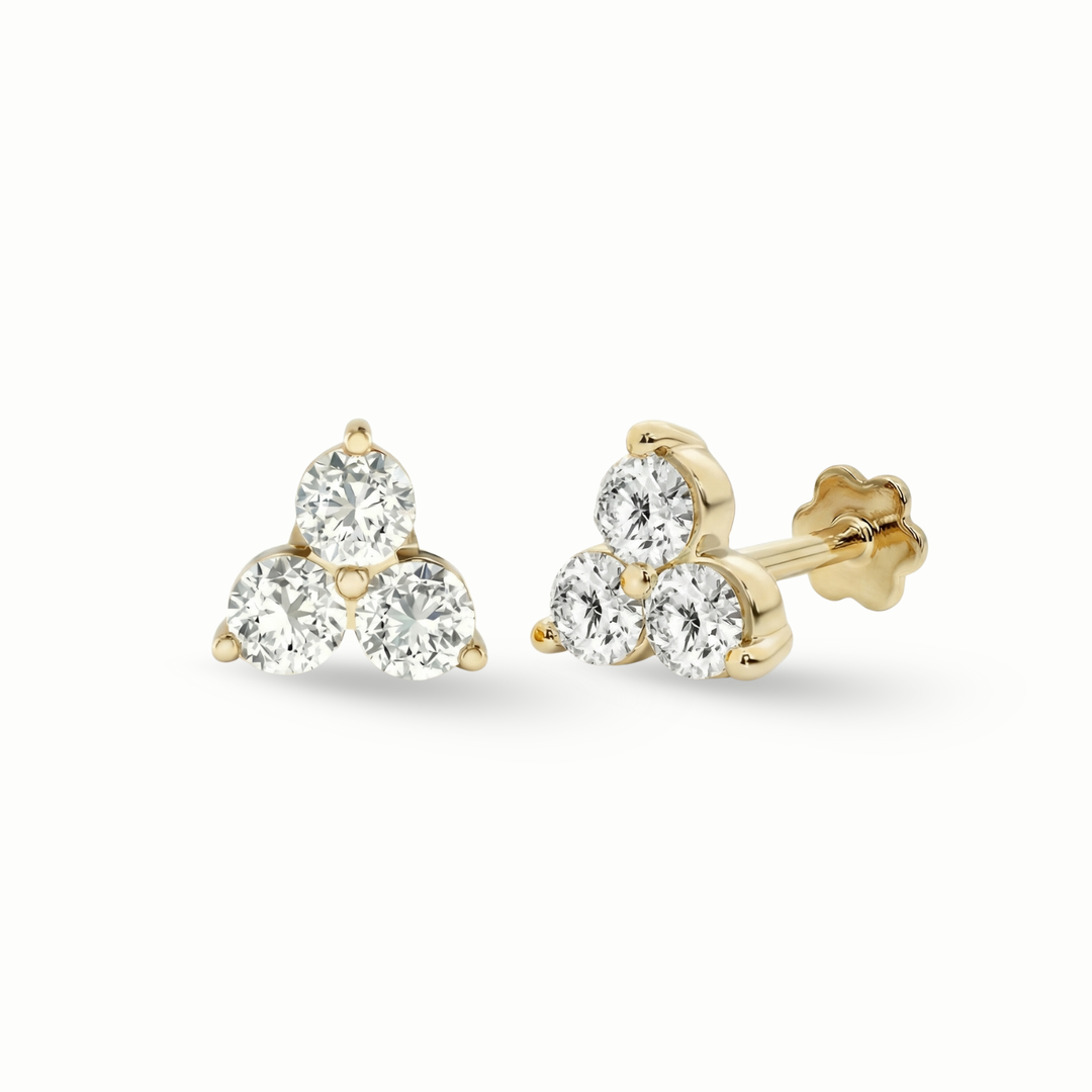 Timeless essentials 3 Diamonds Ear Studs