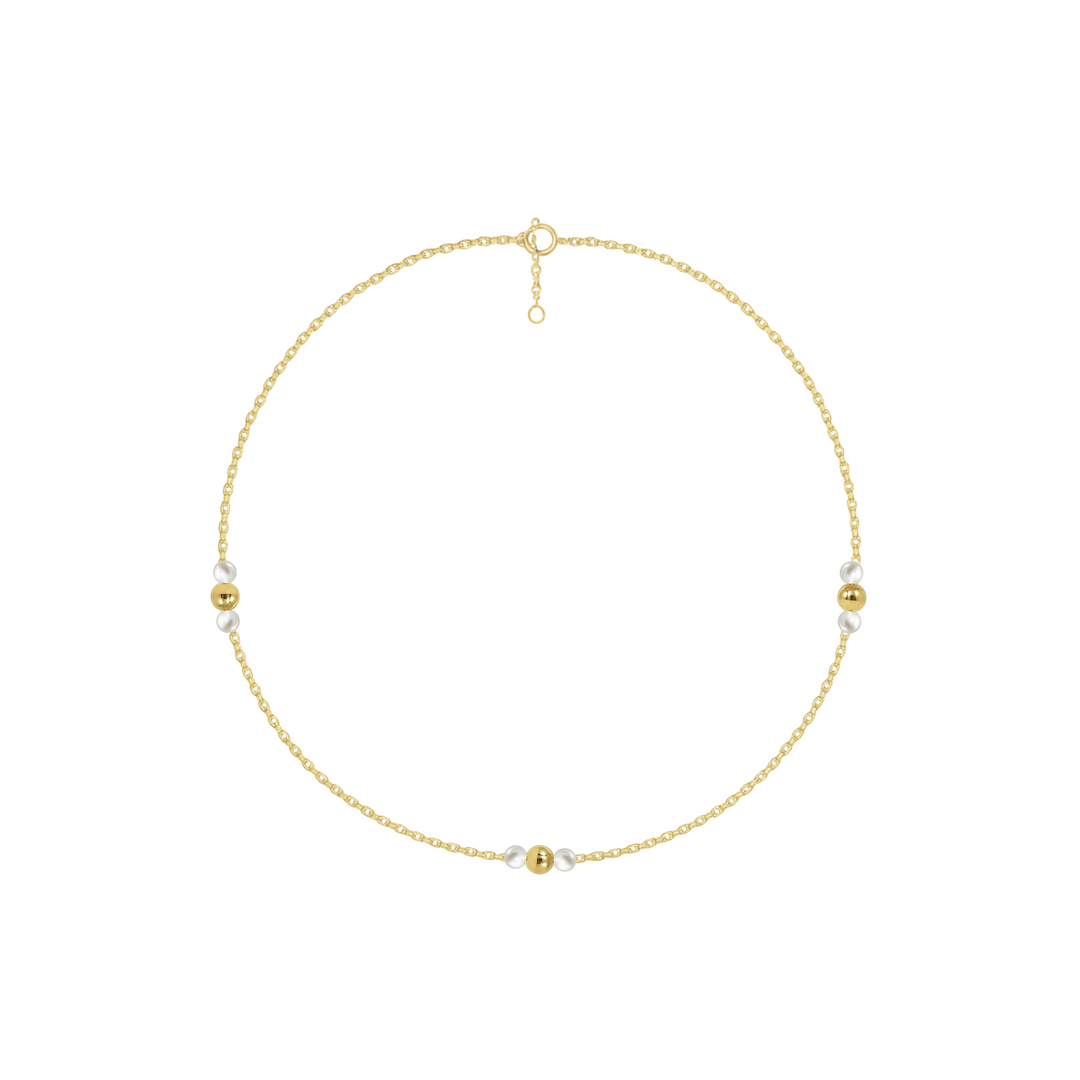 Pearl Drops & Gold Chain Anklet