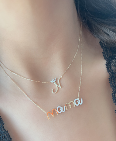 Legacy Diamond Crown Gold Initial Necklace