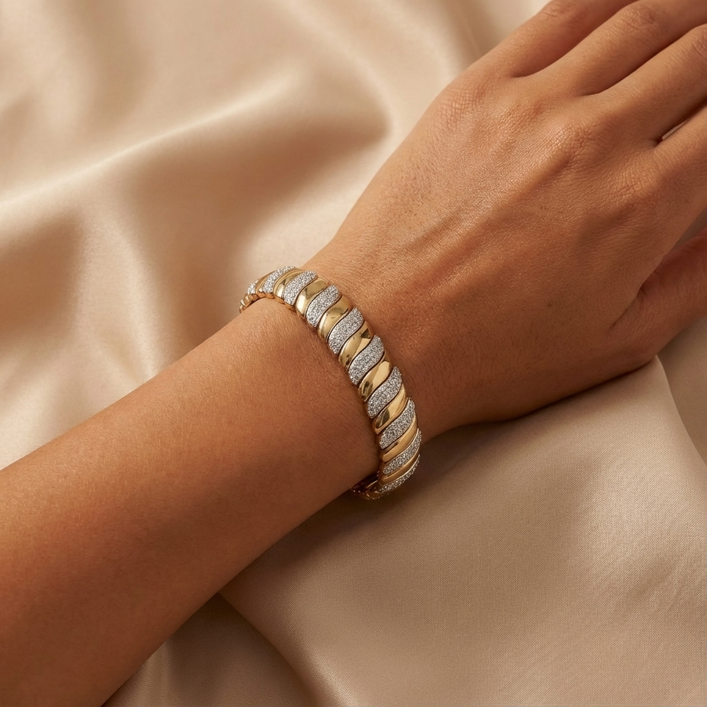 Spiral Sparkle Diamond Bracelet