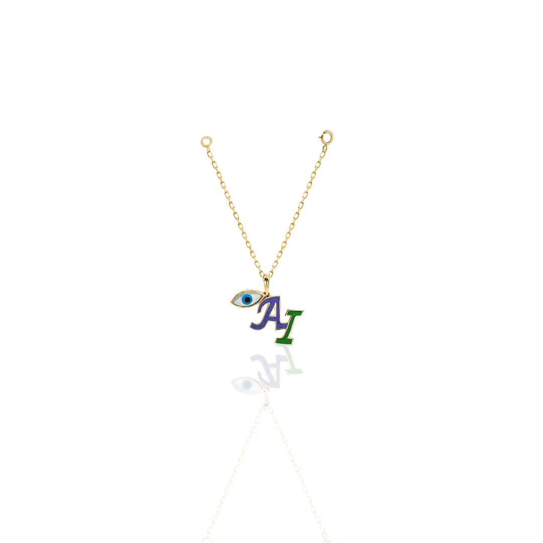 Protection Dual Alphabet and Evil Eye Gold Watch Charm