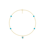 Load image into Gallery viewer, Protection Heart &amp; Evil Eye Turquoise Anklet
