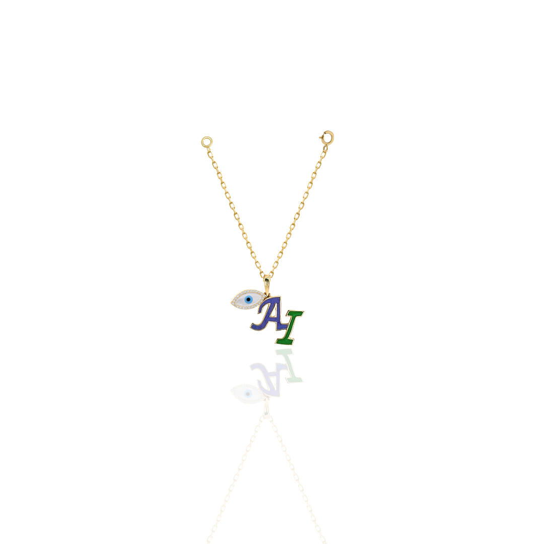 Protection Dual Alphabet and Diamond Evil Eye Watch Charm