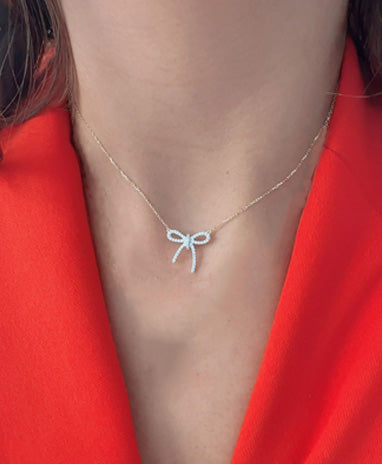 Diamond Bow Necklace