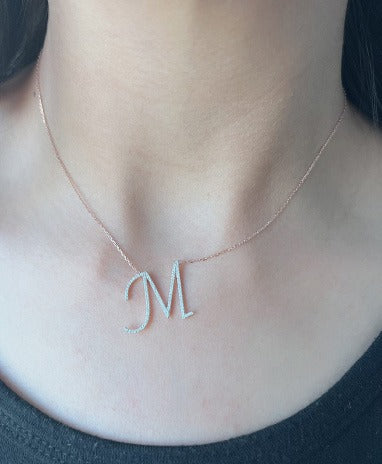 Zeeana Jumbo Initial Diamond Necklace