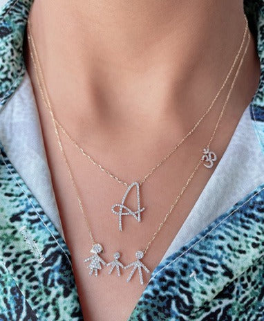 Zeeana Jumbo Initial Diamond Necklace