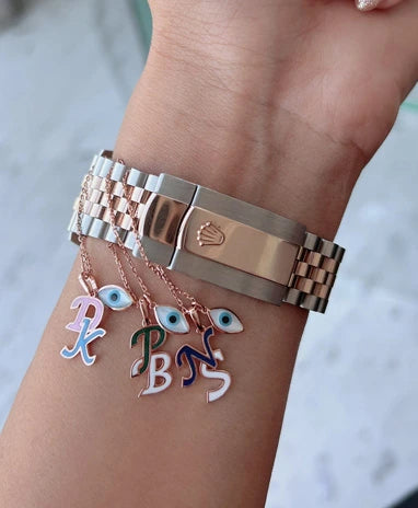 Amara Two Alphabet and Evil Eye Gold Watch Charm